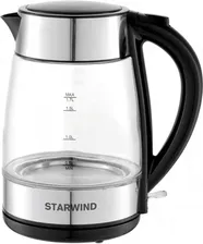 Чайник электрический Чайник электрический STARWIND SKG3026 1.7л. 2200Вт черный/серебристый (стекло)