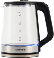 Чайник электрический Starwind SKG5778 2л. 2000Вт черный/прозрачный (корпус: стекло)