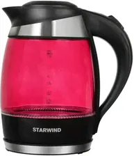 Чайник электрический Starwind SKG2214 1.8л. 2200Вт малиновый корпус: стекло/пластик