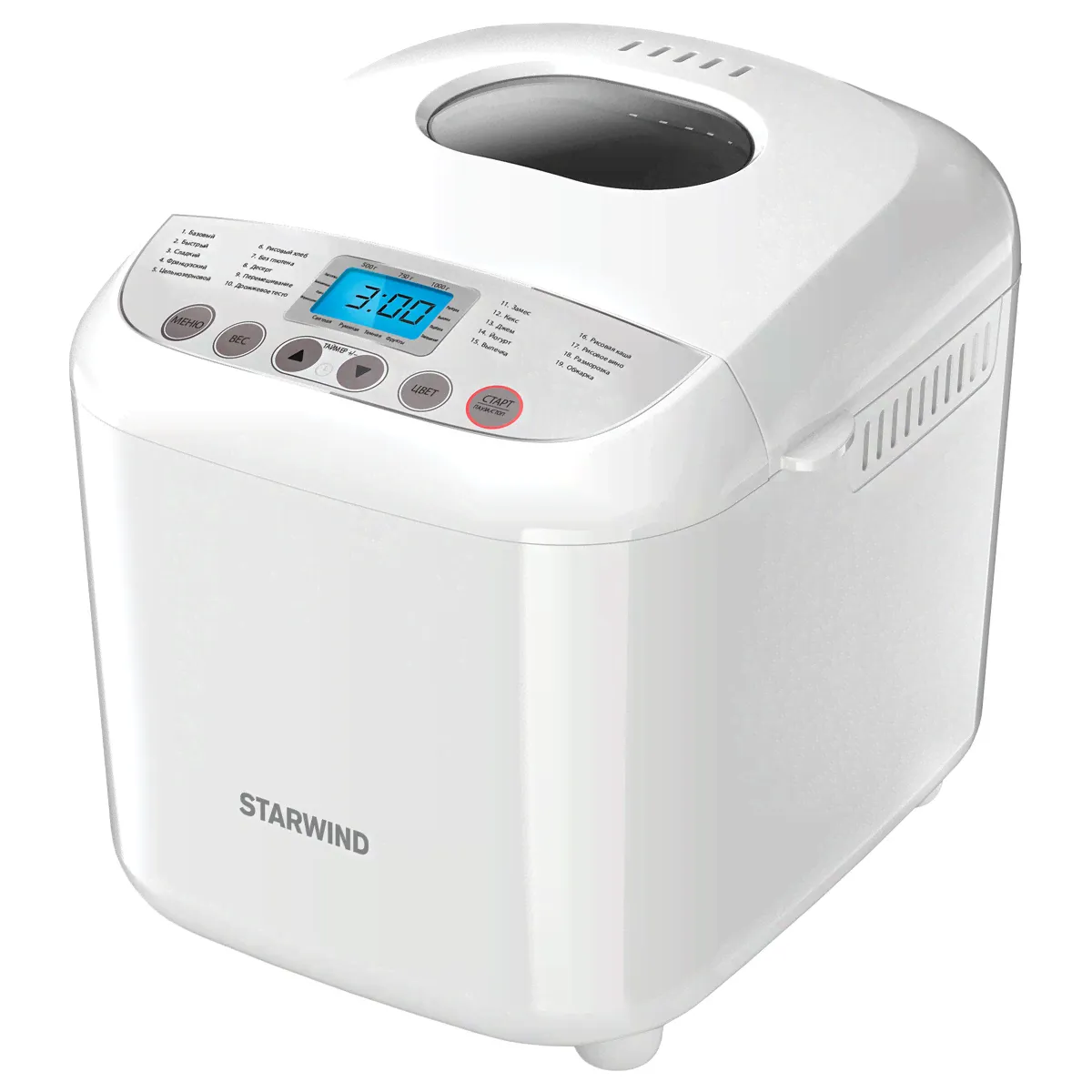 Хлебопечь Starwind, Белый/серебристый, SBM2085 белый/серебристый-0