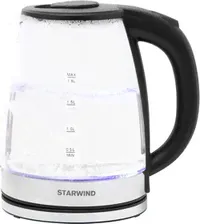 Чайник электрический Starwind SKG2050 1.8л. 1800Вт черный/серебристый (корпус: стекло)